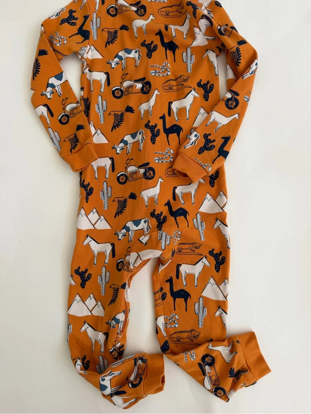 Tea Kids Orange desert  Print Zip One-Piece Pajamas size 4